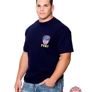 FDNY Embroidered Patch Tee Shirt Navy